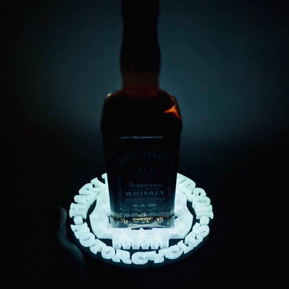Jack Daniels/Harley Davidson - świecącą w ciemności podstawka - druk3D