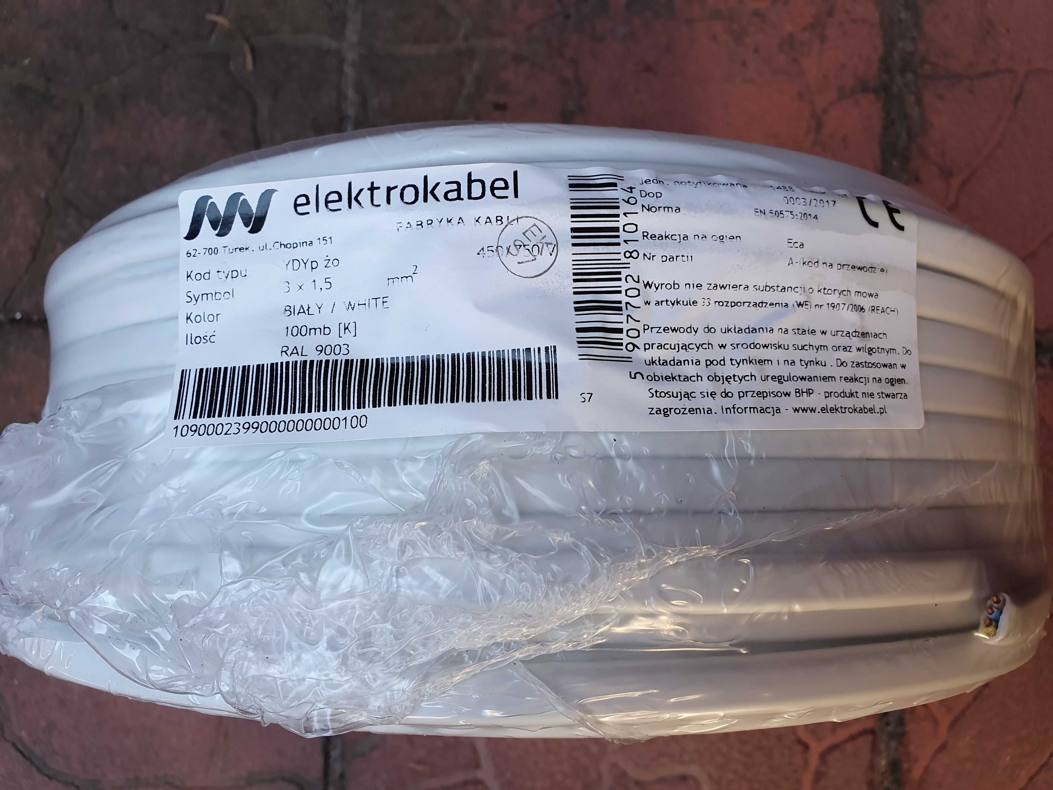 przewód instalacyjny YDYp 3x1,5mm2 - krążek 100mb