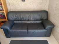 Sofá preto em pele 180 cm