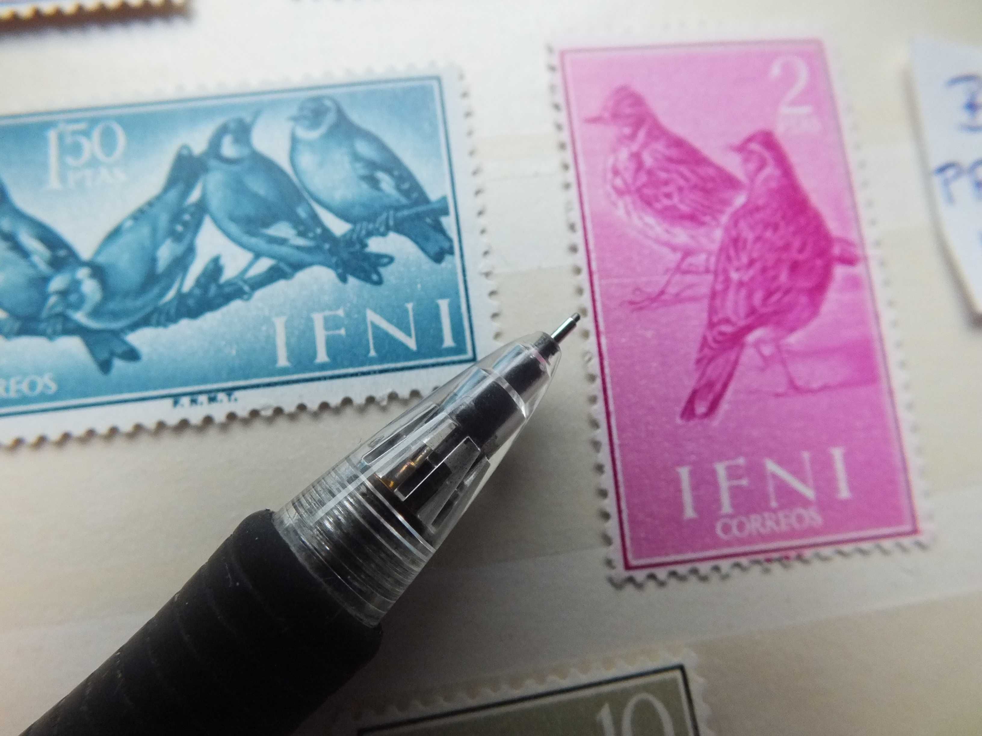7szt. znaczki Mi192 BŁĄD 1960r. Kolonie Hiszpania IFNI Afryka PTAKI