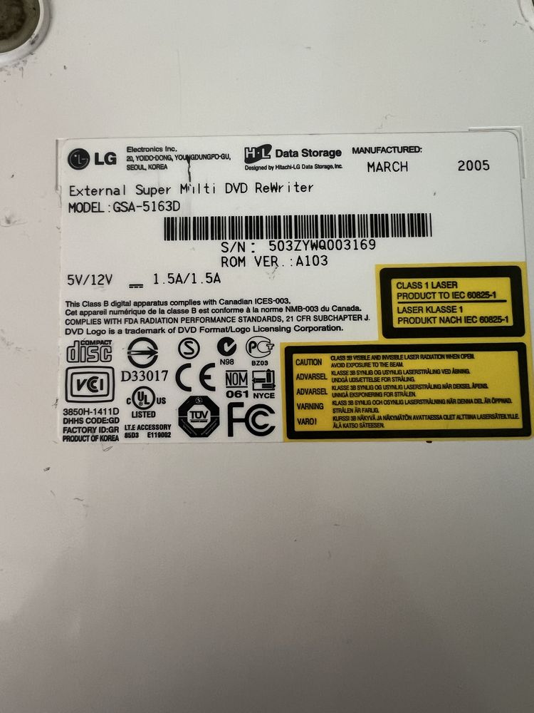 Leitor Gravador DVD/CD Externo LG
