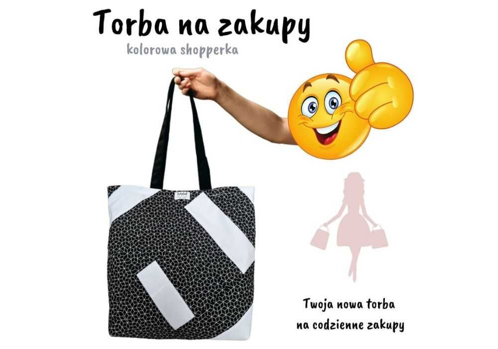 Torba na zakupy do pracy bawełniana kolorowa shopperka pojemna