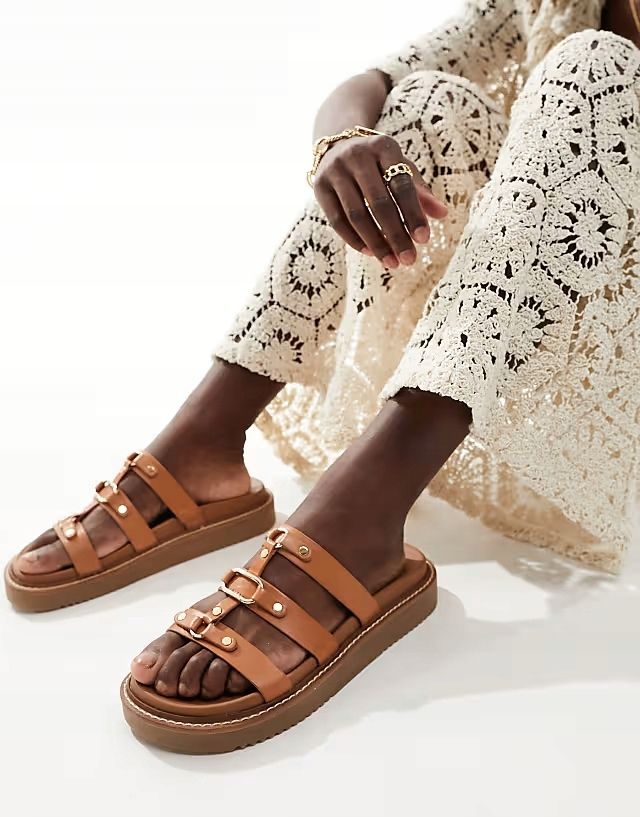 Aldo 37 Brązowe Stylowe Klapki Mariesoleil R12409
