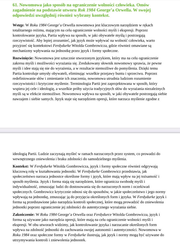 Opracowanie pytań jawnych | Matura z języka polskiego 2025