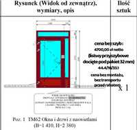 Drzwi ALU z doświetlami wym. 1410 x 2380 mm RAL 8019 brąz