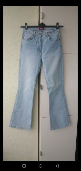 Dzwony jeansy elastyczne 34/36 wysoki stan