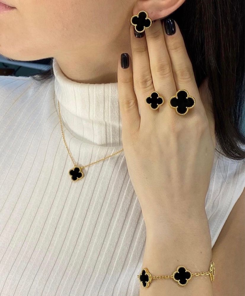 Набор Ван Клиф Van Cleef сережки цепочка браслет