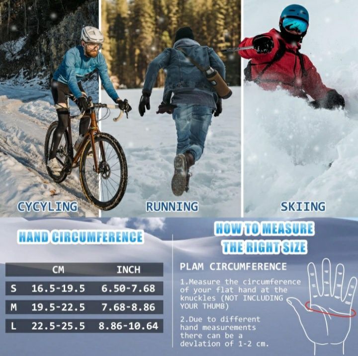 Rękawiczki rowerowe narciarskie Reinalin 3M L wodoodporne okazja