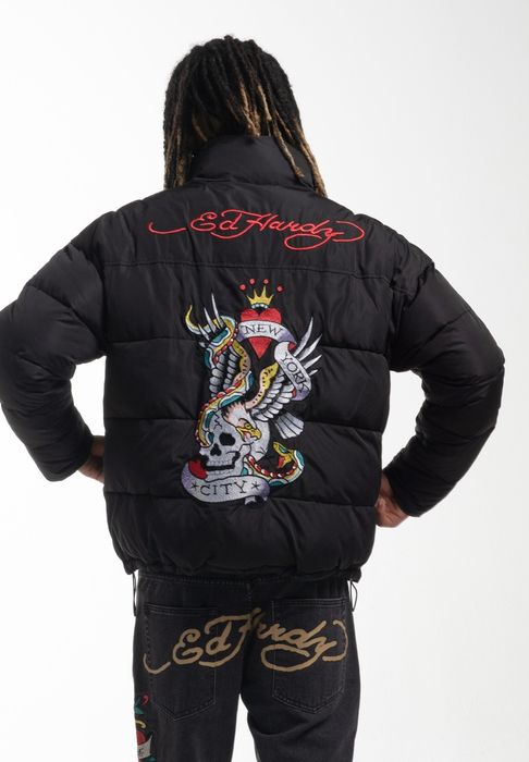 Ed Hardy jacket мужская куртка пуховик ОРИГИНАЛ! drill drip sk8 y2k