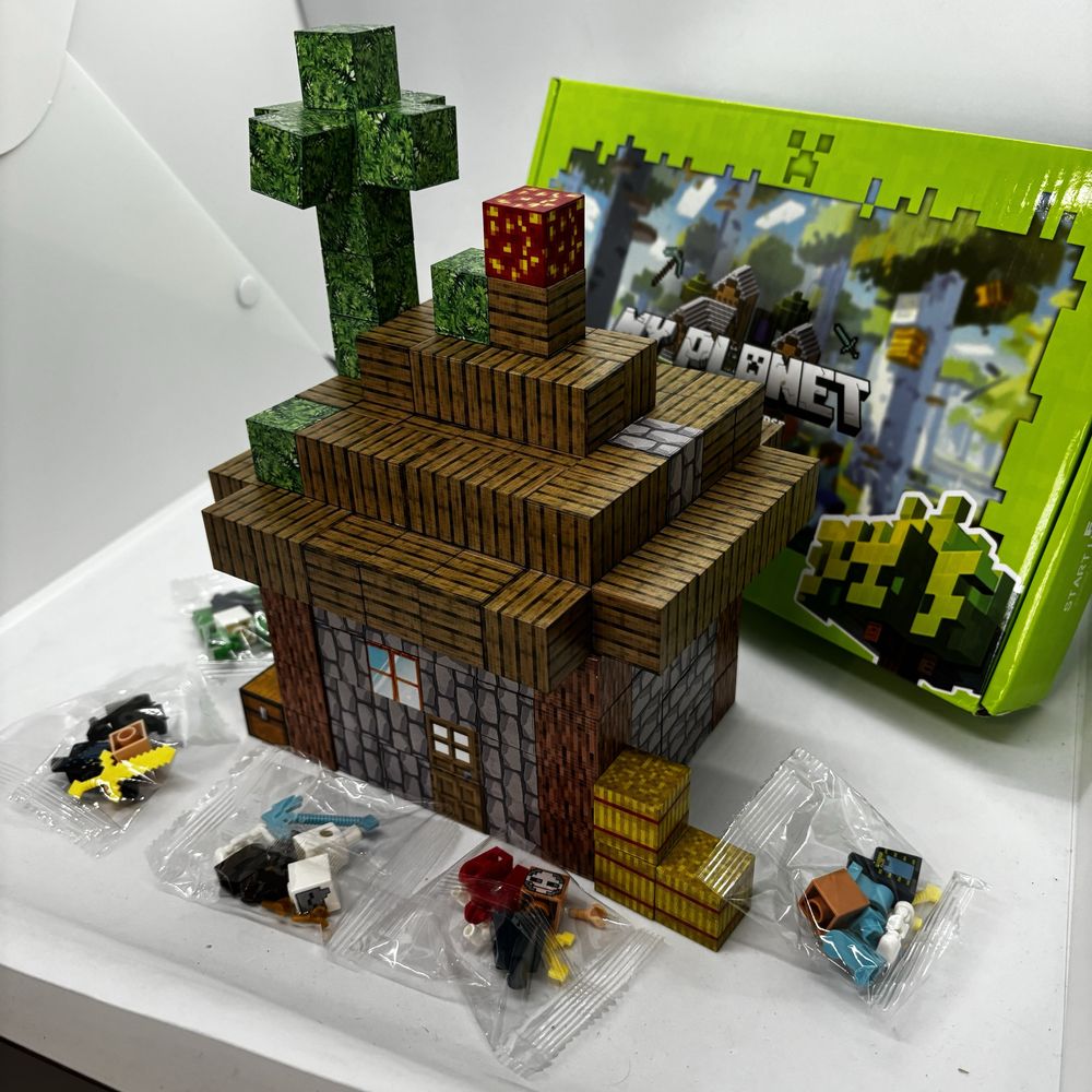 178шт +5шт фігурок Магнітний конструктор майнкрафт minecraft будинок