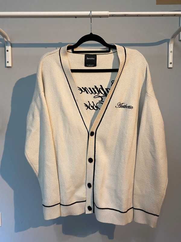 casaco cardigan beje de algodão