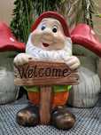 Krasnal Ogrodowy z napisem "Welcome" o Wysokości 31cm