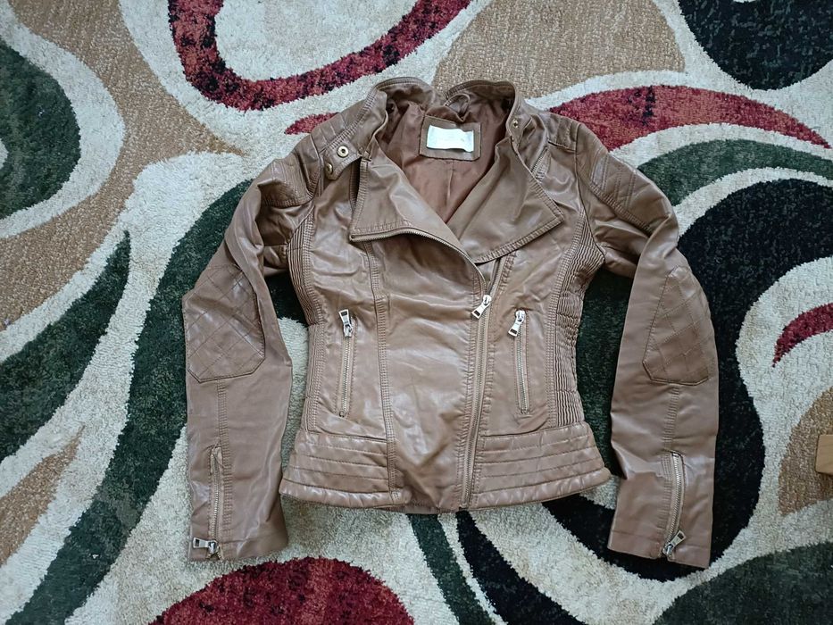 Ramoneska brązowa ze skóry ekologicznej rozmiar S