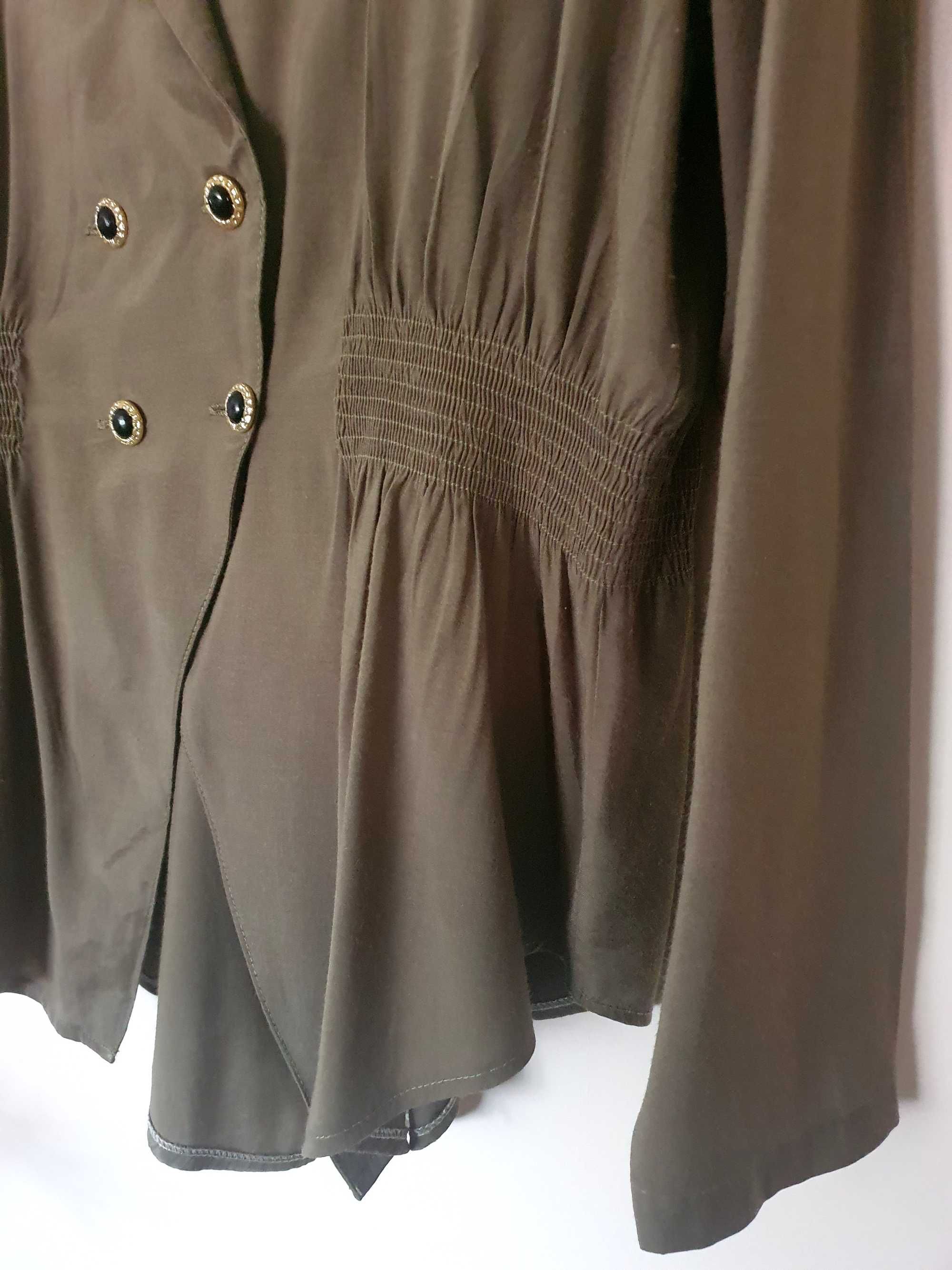 Komplet marynarka spodnica L XL zielony khaki
