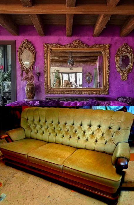 Dwie sofy w kolorze olivkowym