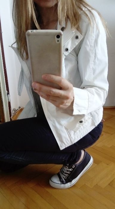 kurtka z kapturem Vero Moda Denim wiosna biała