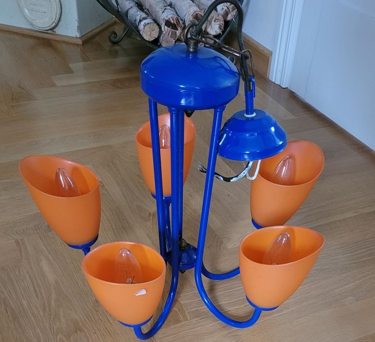 Lampa wisząca - pomarańczowo - granatowa