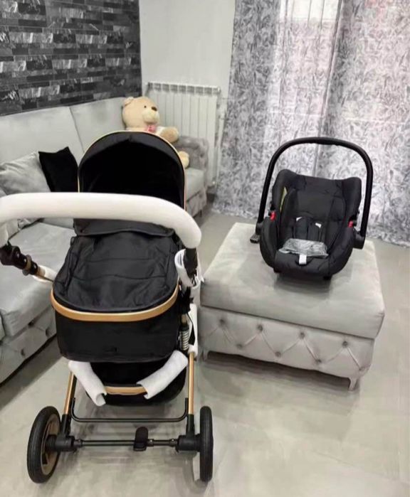 Carrinbo de bebé 3 em 1 preto - NOVO