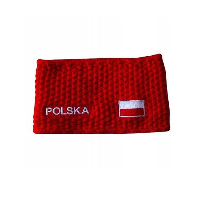 Polska Opaska Zimowa Dla Kibica Sportowca Polar Czerwona