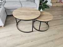 Stolik kawowy loft dab craft 2 w 1 okrągły