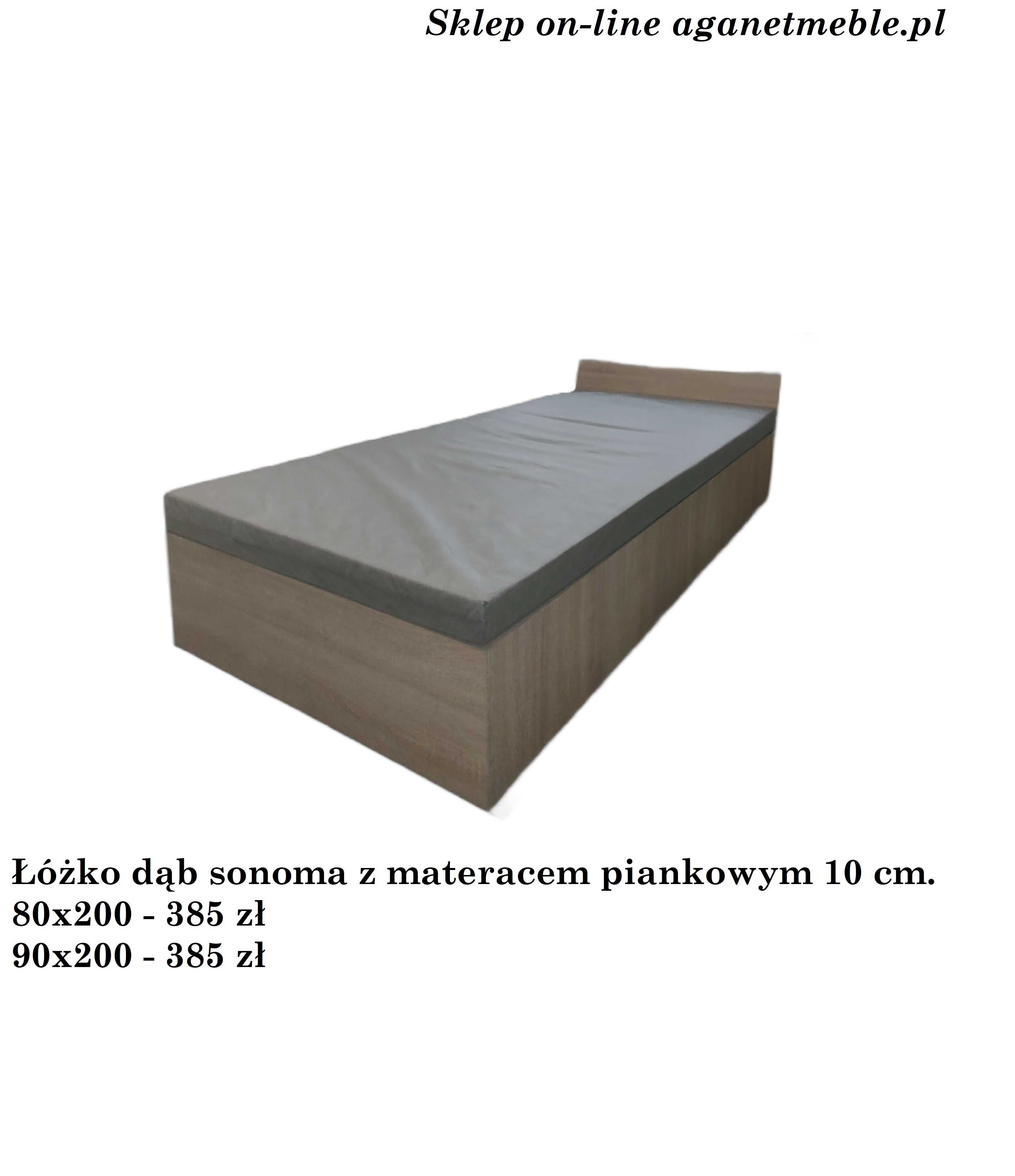 Łóżko z materacem 90x200 materac piankowy
