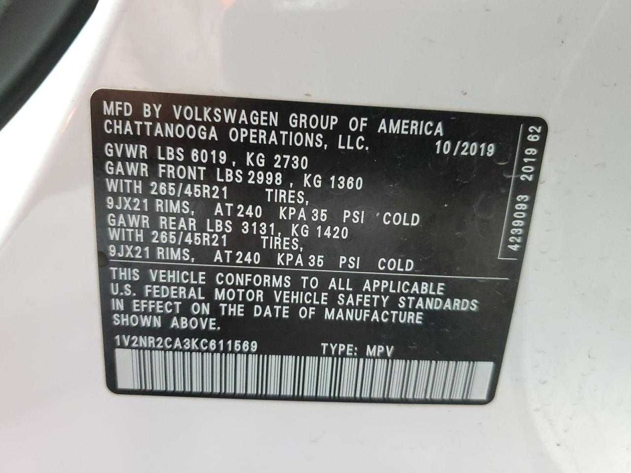 2019 Volkswagen Atlas SEL Premium