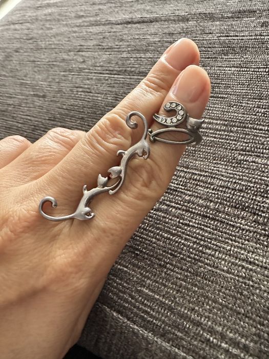 Срібло набір КОТИКИ сережки  кульчики кільце