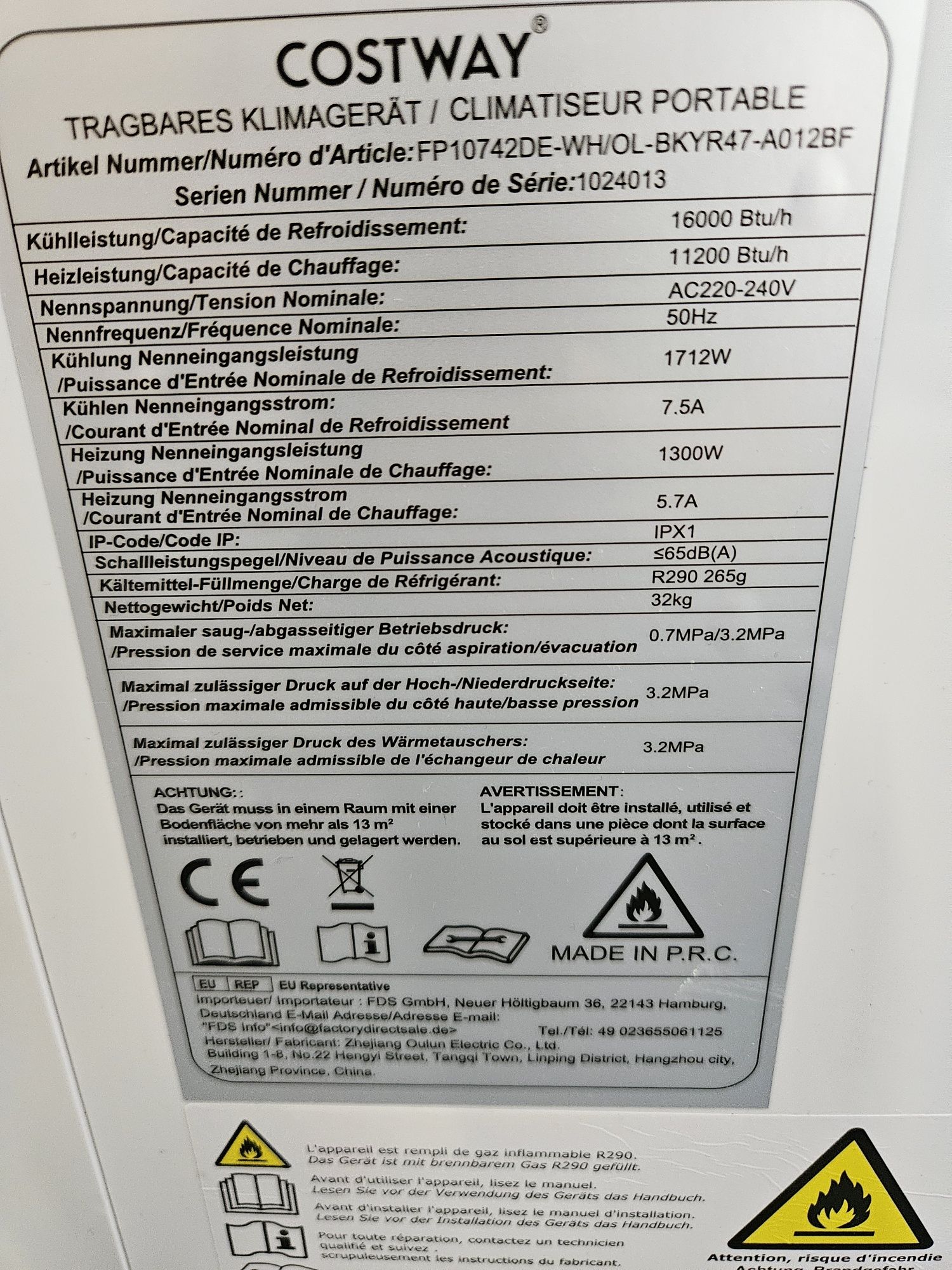 Klimatyzator przenośny z funkcją grzania