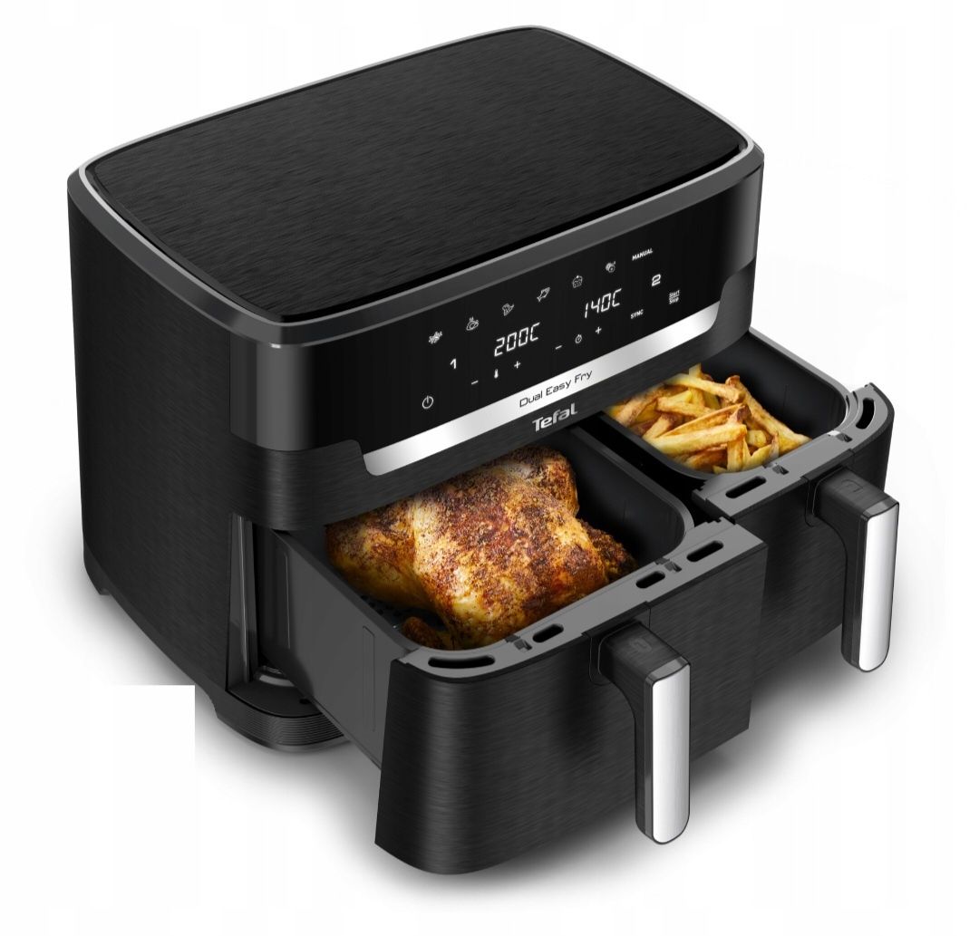 Frytkownica beztłuszczowa TEFAL DUAL EASY EY9428E XXL 11l 2700W dwukom