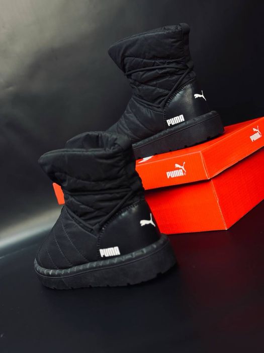 Черные теплые дутики Puma/ дутики непромокаемые женские пума