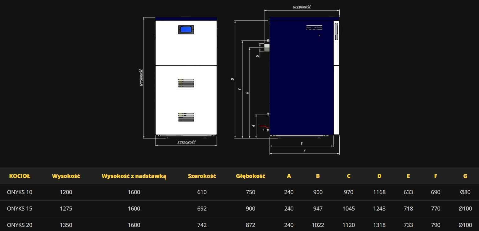 kocioł na PELLET pelletowy ZĘBIEC ONYKS 15 kW klasa 5