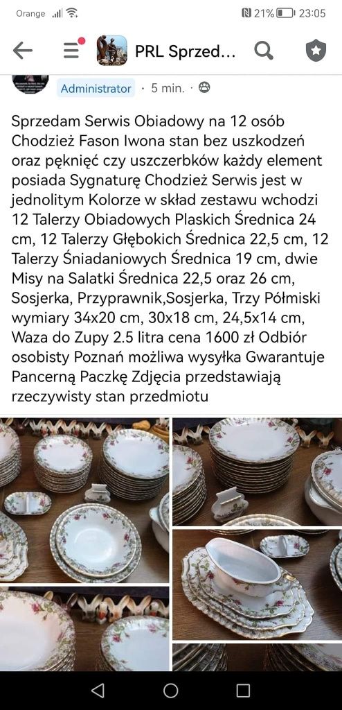 Serwis Obiadowy Chodzież Iwona na 12 osób