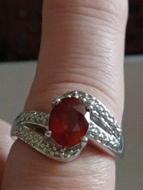 Pierścionek ze sr. pr. 925. z nat.Hessonite Garnet