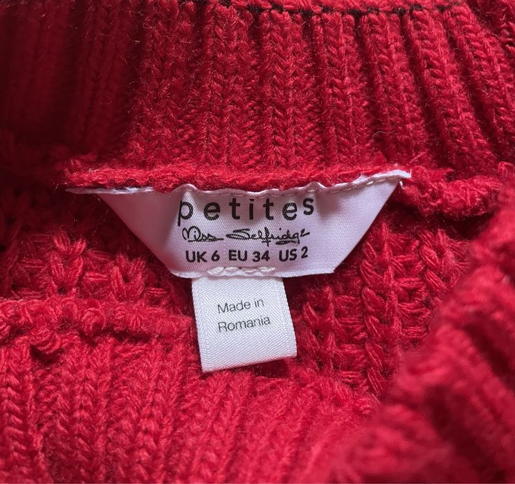 Sweter dzianinowy czerwony ciepły czerwony damski r. 34