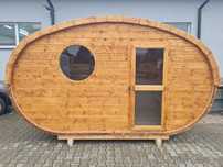 Sauna OWALNA ogrodowa 2w1 z przedsionkiem