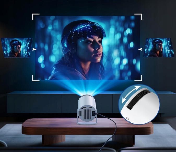 Mini Projektor Full HD z Smart TV Box i Głośnikiem - NOWY!