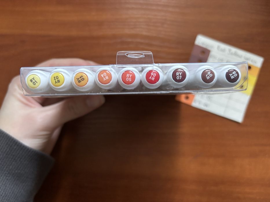 Акрилові маркери Languo Red Yellow 9шт