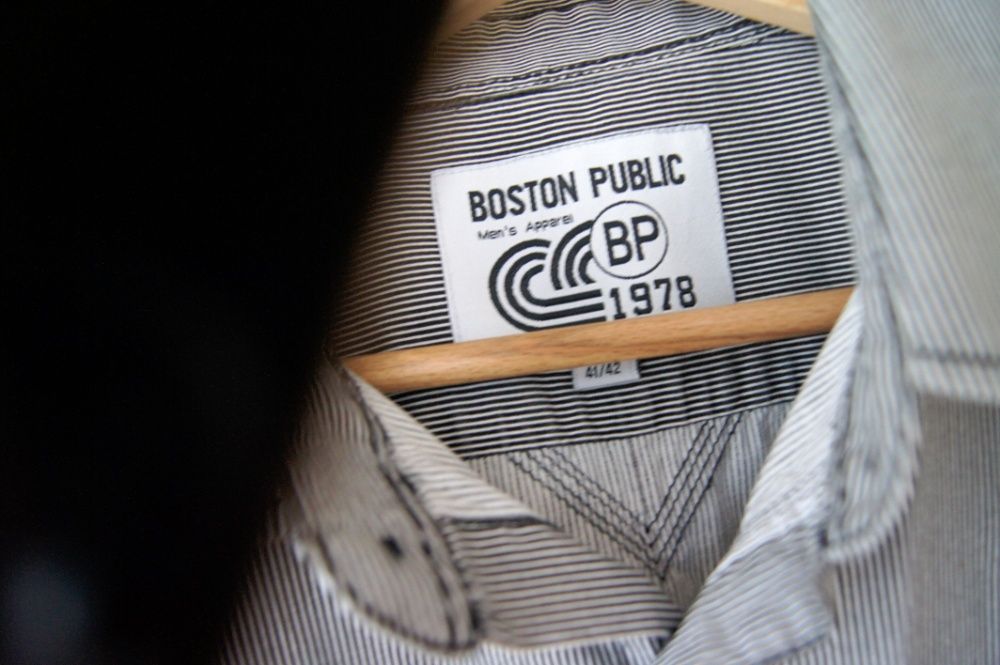 bostonpublic 41/42 M L 38 40 szara koszula meska z krotkim rekawem fit