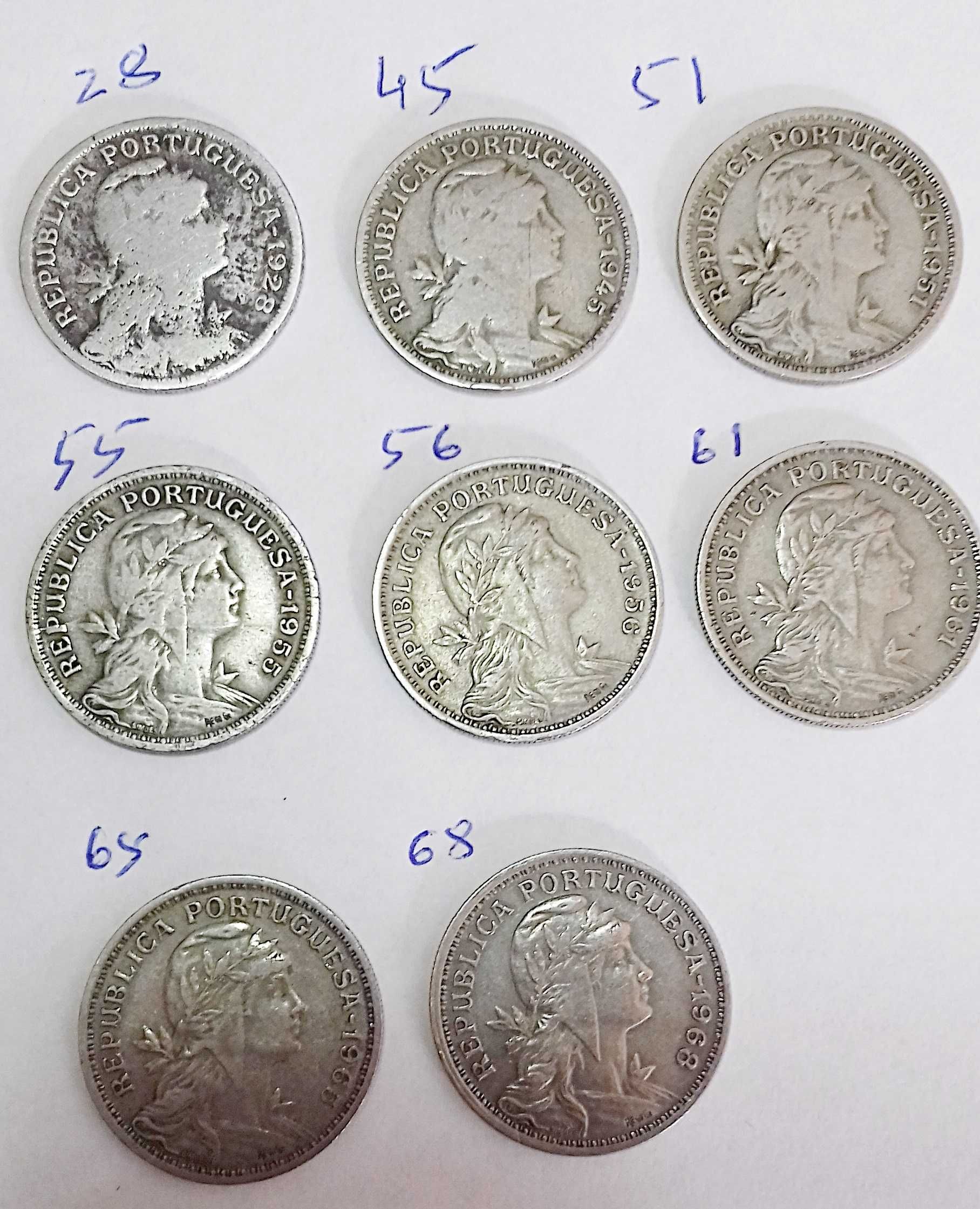 50 centavos ALPACA 1928-68: 8 moedas antigas