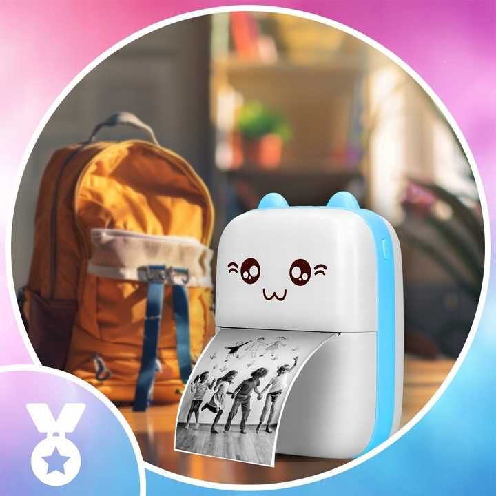 drukarka termiczna DRUKUŚ niebieska różowa nowa mini drukarka