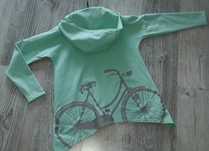 Kropek 128/134 asymetryczna bluza dziewczęca rower mięta