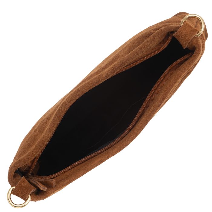 VERA PELLE torebka zamszowa listonoszka z paskiem V687 c.brązowa