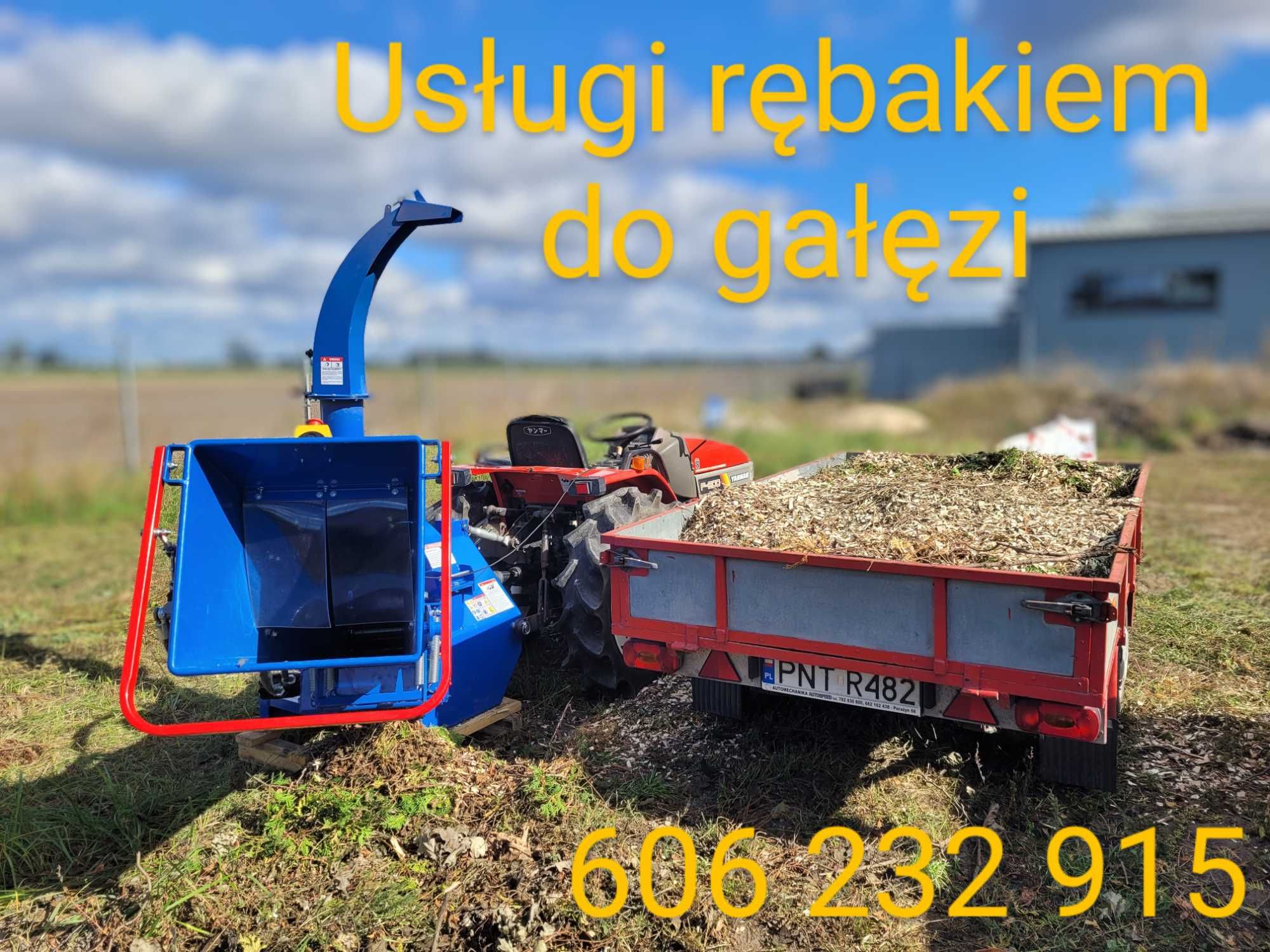 RĘBAK do gałęzi / USŁUGI RĘBAKIEM do gałęzi na mini traktorze / ZRĘBKI