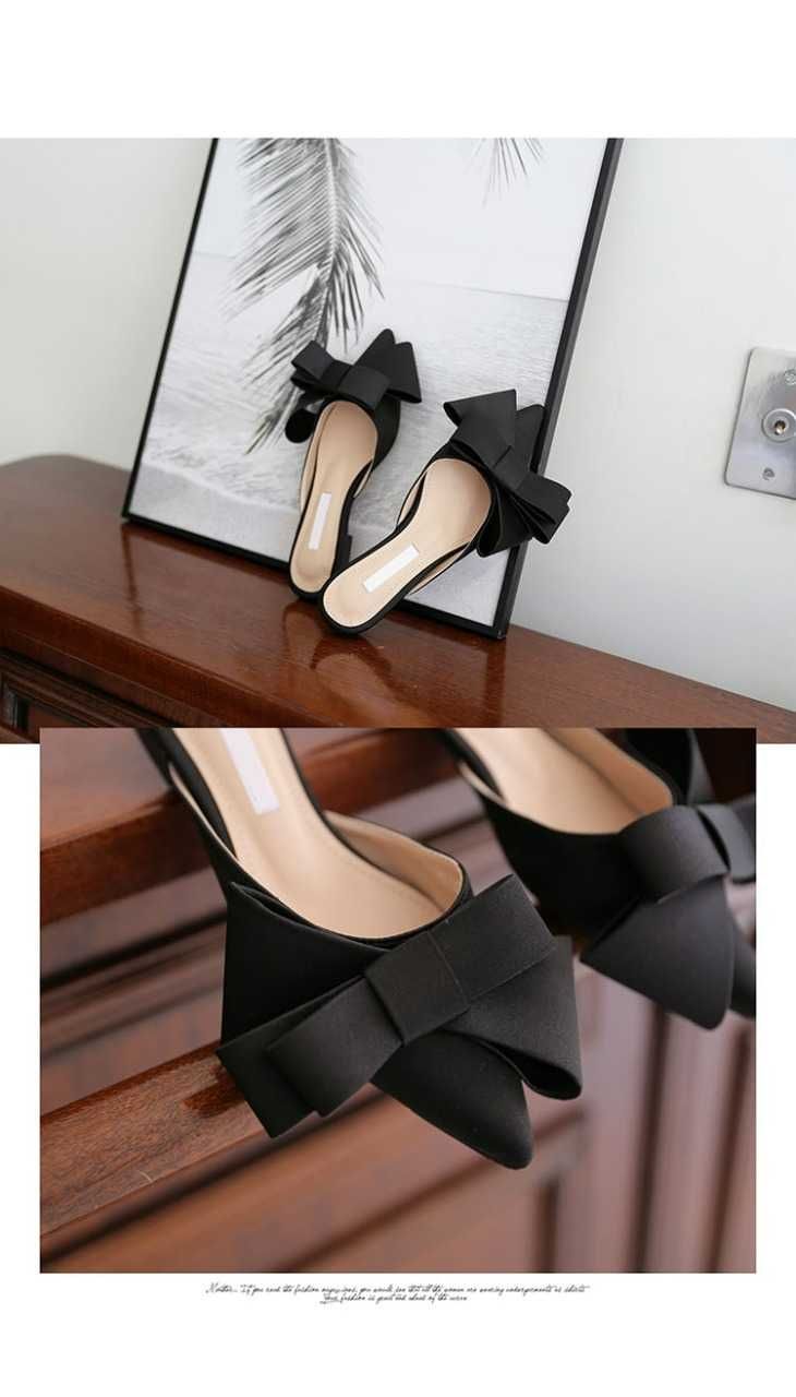 Sapato Chinelo Raso em Bico Preto 37