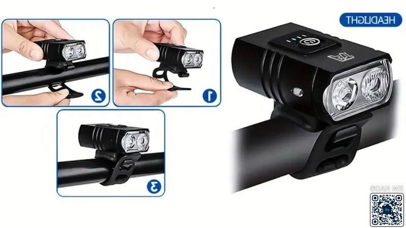 Lampka rowerowa 1/2 LED, tryb migania, USB