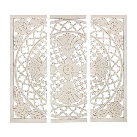 Mandala Triptico Painel Decorativo Branco Decapé - NOVO