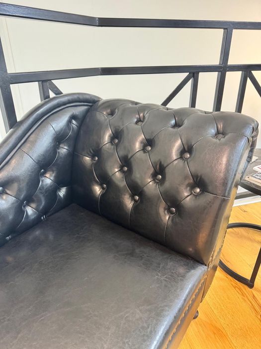 Sofa szezlong czarna, ekoskóra