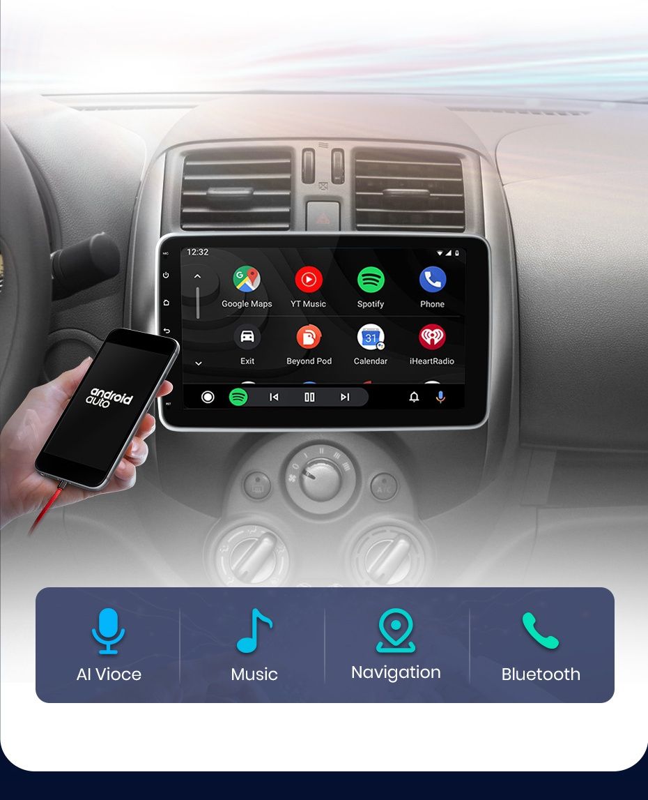 Rádio Android 1din 10" Rotativo 2/32GB com carplay GPS WiFi NOVO
