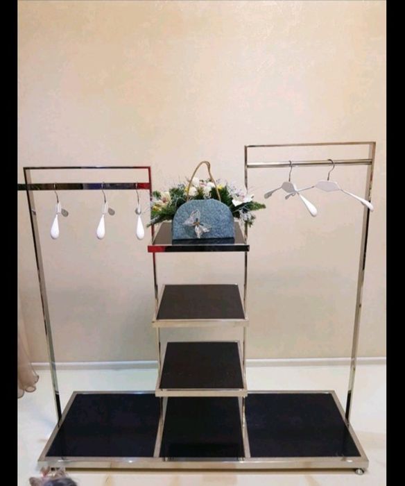 Стойки для одежды серебро с чёрным глянцем