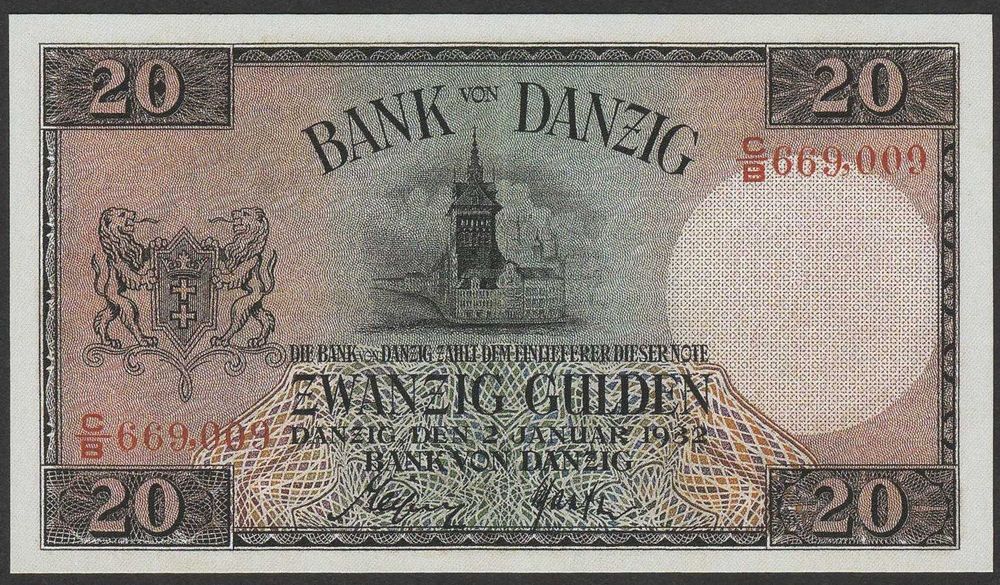 Wolne Miasto Gdańsk 20 guldenów 1932